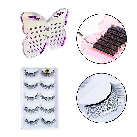 Kit Designer Suporte Borboleta Imã + 5 Pares de Cílios 10mm