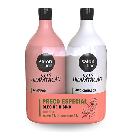Kit Shampoo + Condicionador Sos Óleo de Rícino Salon Line 1L