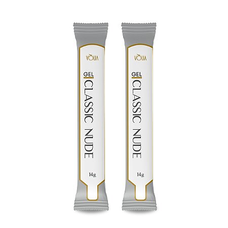 Kit 2 Sachês Gel Classic Nude LED/UV Refil Alongamento Construtor de Unhas Fibra Autonivelante 14g, Vòlia