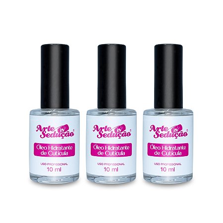 Kit 3 Óleo Hidratante Revitalizador Fortalecedor Regenerador de Cutícula Unhas Aspecto Brilhoso e Saudável 10ml, Arte Sedução