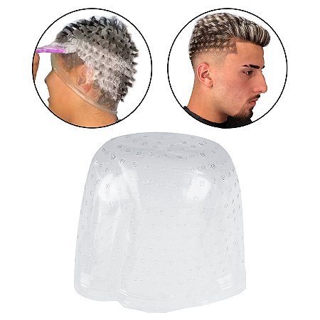 Touca De Silicone Transparente Profissional Reflexo Mechas Luzes Coloração Cabelos, Leon Barber
