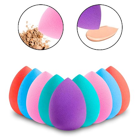 Kit 24 Esponjas Maquiagem Base Corretivo Pó Contorno Anatômica Gota Multicolor