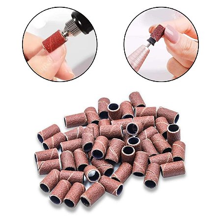 Kit 100 Lixa Refil Para Lixadeira Elétrica de Unhas Manicure Alongamento Gel Fibra Gramatura #120