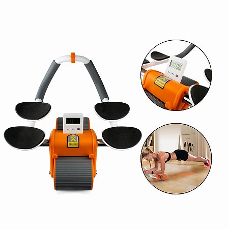 Rolo Roda Abdominal 2 Apoios Emborrachados Prancha Exercício Academia Temporizador Mini Tapete