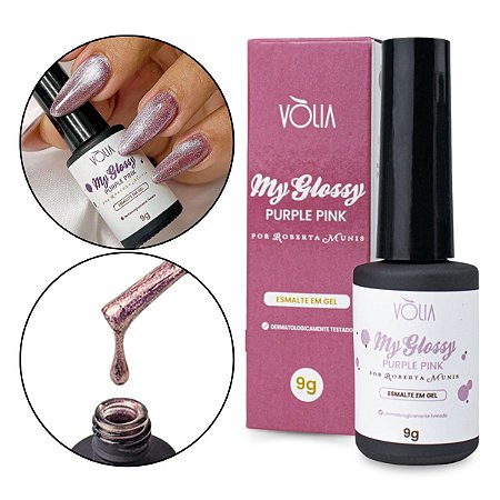 Esmalte em Gel Textura Fina Led Uv My Glossy Purple Pink Decoração Alongamento Unhas Fibra 9g Vòlia