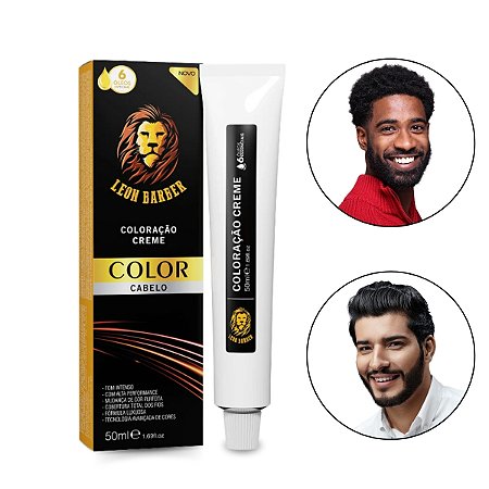 Coloração Creme Cobertura Completa Cabelos Preto 1.0 Intenso Brilho Marcante Leon Barber 50ml