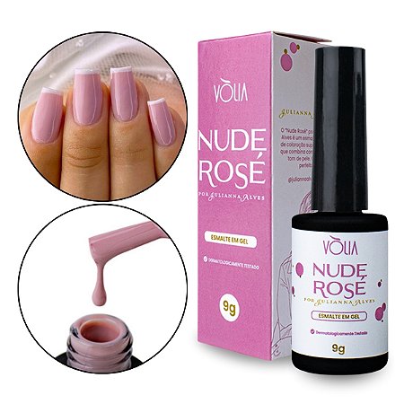 Esmalte em Gel Led/Uv Nude Rosé Textura Fina Unhas Fibra Alongamento Fácil Aplicação Longa Duração Decoração Nail Art Design Moderno 9g Vòlia