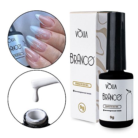 Esmalte em Gel Led/Uv Branco Clássico Textura Fina Longa Duração Unhas Decoração Nail Art Francesinha Alongamento 9g Vòlia
