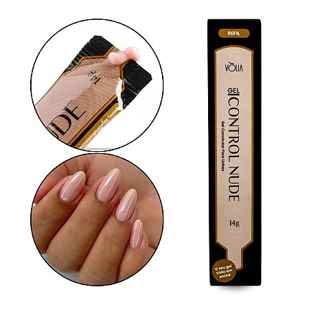 Sachê Refil Gel Control Nude Alta Viscosidade Unhas Alongamento Fibra Decoração Manicure Nail Art 14g, Vòlia