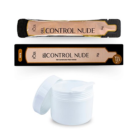 Sachê Refil Control Nude Alta Viscosidade 14g Vòlia + Pote Tampa Vedação Colher Branco Reutilizável 30g