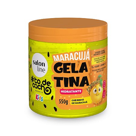 Gelatina Condicionante Kids Cachos Crespos Ondulados Hidratação Definição Tratamento Antifrizz Maracujá Salon Line 550g