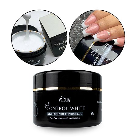 Gel Construtor Alongamento Led/Uv Control White Nivelamento Controlado Fibra Decoração Design Manutenção 24g Vòlia
