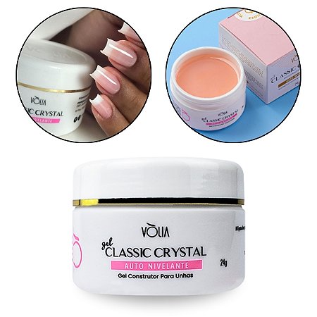 Gel Led Uv Alongamento Autonivelante De Unhas Decoração Fibra Realista Design Manutenção Classic Crystal 24g Vòlia