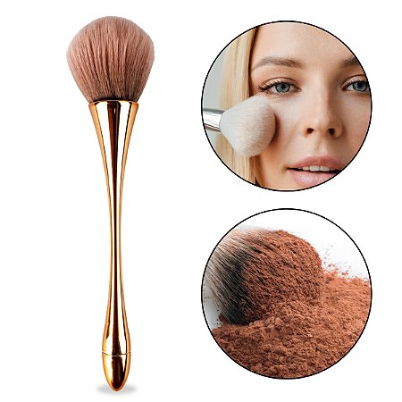 Pincel Ergonômico Cerdas Grandes Macias Maquiagem Rosto Pó Blush Acabamento Contorno Colorido