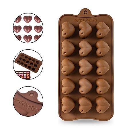 Forma de Silicone Coração Cereja Confeitaria Chocolate Gelo Vela Molde Flexível Multiuso Cozinha Artesanato
