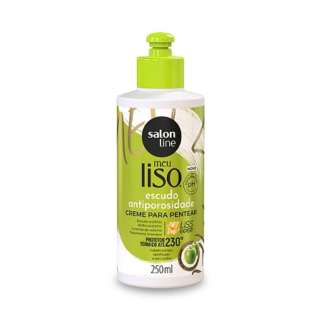 Creme Para Pentear Meu Liso Proteção Térmica Escudo Antiporosidade Definição Cabelo Hidratação Brilho Intenso Maçã Verde 250ml Salon Line