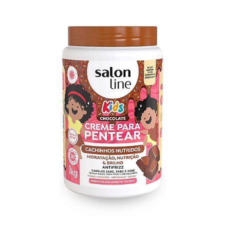 Creme P/ Pentear Cachinhos Nutridos Hidratação Antifrizz Definição Cabelo Maciez Brilho Intenso Nutrição Chocolate 1Kg Salon Line