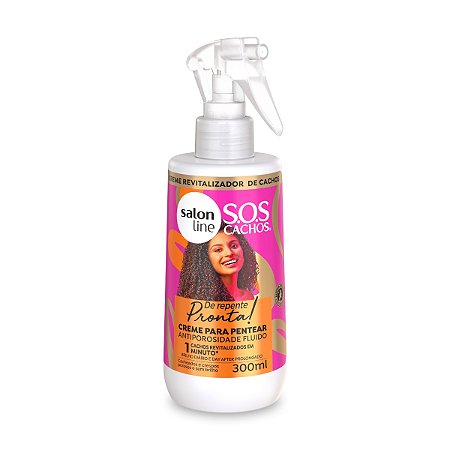 Creme Pentear Fluido Antiporosidade De Repente Pronta SOS Cachos Hidratação Antifrizz Tratamento Ultra Gloss Nutrição Day After 300ml Salon Line