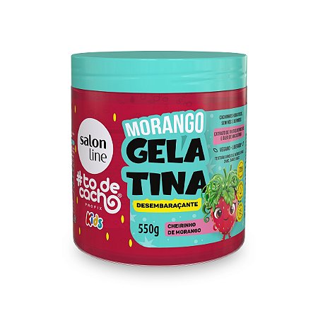 Gelatina Kids Hidratação Antifrizz #ToDeCacho Definição Brilho Intenso Fixação Óleo de Macadâmia Morango 550g, Salon Line