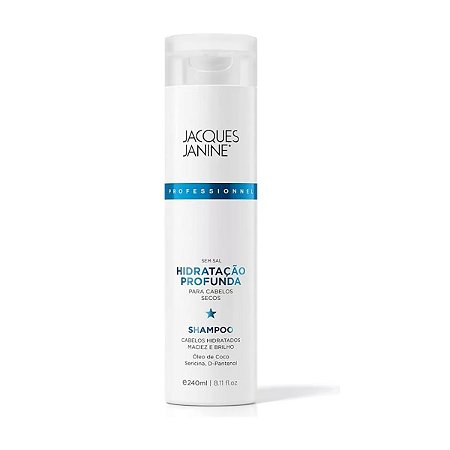 Shampoo Limpeza Suave Hidratação Profunda Cabelo Seco Pontas Duplas Reconstrução dos Fios 240ml, Jacques Janine