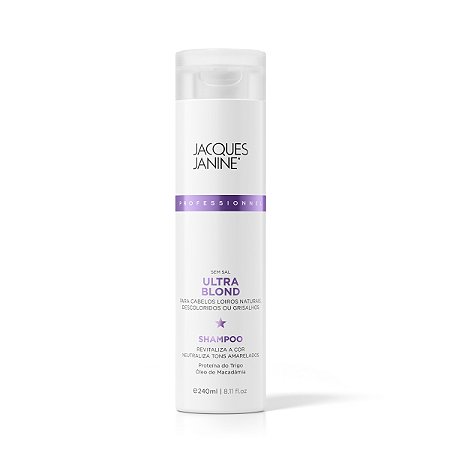 Shampoo Matizador Limpeza Ultra Blond Revitalização Cabelos Loiros Brilho Intenso Luminosidade 240ml, Jacques Janine