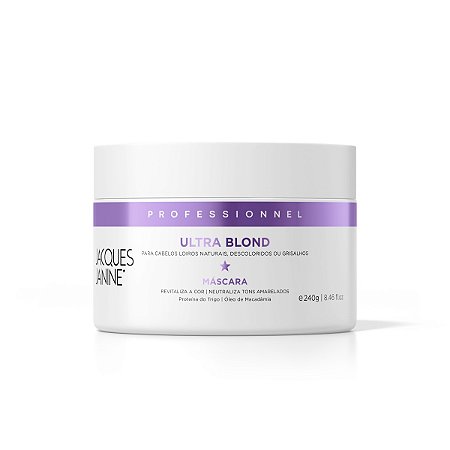 Máscara Matizadora Ultra Blond Hidratação Cabelos Loiros Proteção Luminosidade Tratamento Neutraliza Tons Amarelos Brilho Natural 240g Jacques Janine