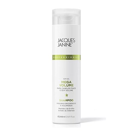 Shampoo Mega Volume Para Cabelos Fracos Finos Limpeza Suave Tratamento Eficaz Movimento Natural Brilho e Maciez 240ml Jacques Janine