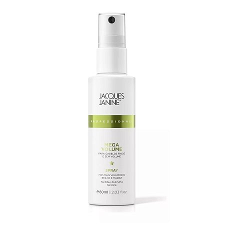 Spray Finalizador Capilar Mega Volume Instantâneo Fixação Leve Penteado Estilizado Controle do Frizz Cabelos Brilho Prolongado 60ml, Jacques Janine