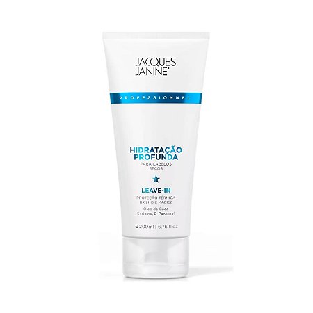 Creme Leave-In Hidratação Profunda Definição Prolongada Restauração Fios Proteção Térmica Cabelos Alinhados 200ml Jacques Janine
