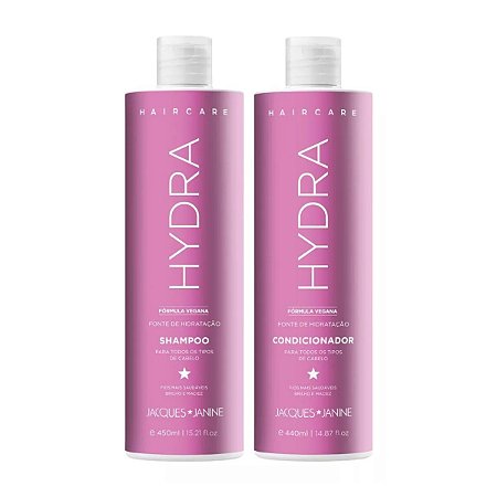 Kit Shampoo Limpeza Suave 450ml + Condicionador Hidratação Nutritiva 440ml Cabelos Tratados Haircare Hydra Jacques Janine