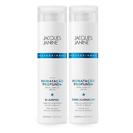 Kit Hidratação Profunda Shampoo Limpeza Nutritiva 240ml + Condicionador Finalização Hidratante 240ml Jacques Janine