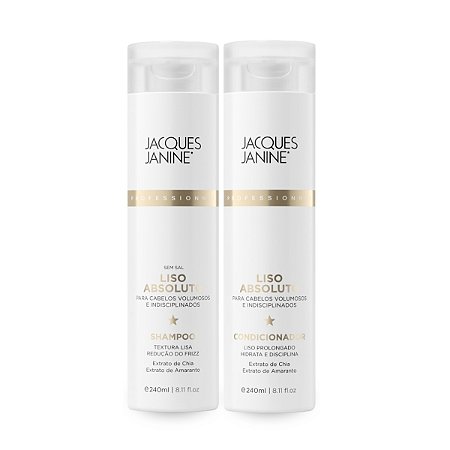 Kit Liso Absoluto Shampoo Limpeza Profunda 240ml + Condicionador Hidratante Finalização Antifrizz 240ml, Jacques Janine