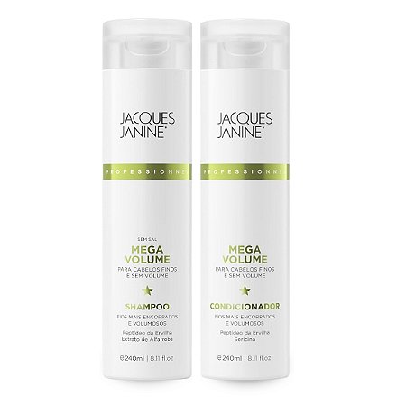 Kit Mega Volume Shampoo Limpeza Completa 240ml + Condicionador Hidratação Profunda 240ml Brilho Prolongado Jacques Janine