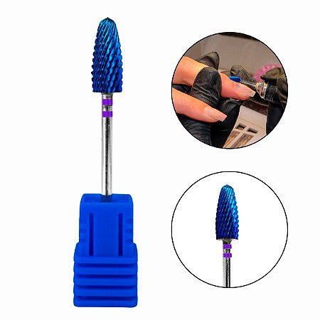 Broca M-Blue Flame P Tungstênio Manicure Unhas Gel Fibra Vidro Porcelana Alongamento Manicure