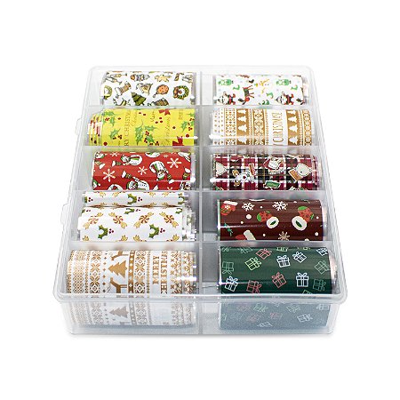 Nail Foil Decoração Unhas Nail Art Natal Design Natalino 10 Rolos Presente Colorido Manicure