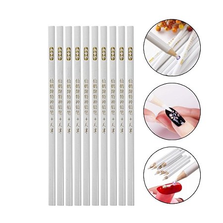 Kit 10 Lápis de Cera Siliconada Pega Strass Pérola Aplique Pedraria Decoração Unhas Manicure Nail Art