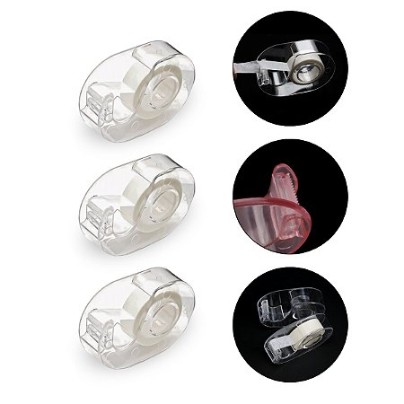 Kit 3 Porta Fita Adesiva Suporte Acrílico Transparente Resistente Durex Dispenser Pequeno