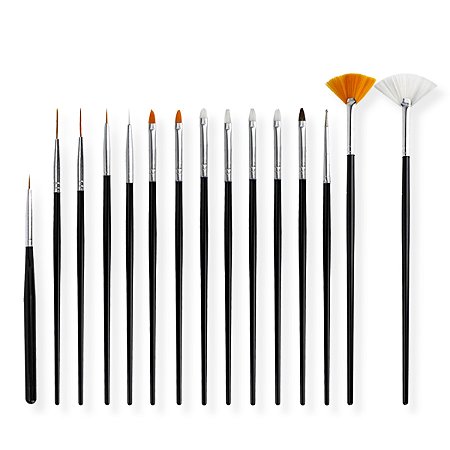 Kit 15 Pincéis Preto Alongamento Unha Gel Profissional Manicure Designer Decoração Nail Art