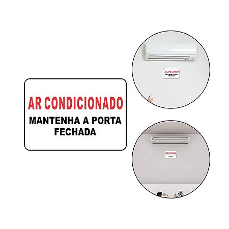 Placa Sinal Ar Condicionado Mantenha Porta Fechada 21x15 cm