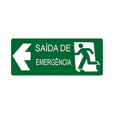 Placa Sinalização Saída Emergência Esquerda Escola 30x13 cm