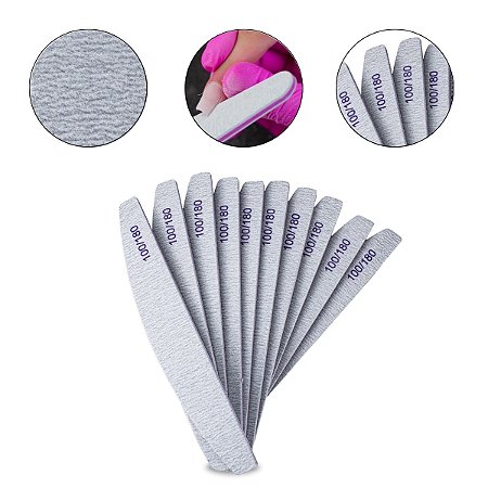 Kit 10 Lixa Lavável 100/180 Reutilizável Unhas de Gel Fibra