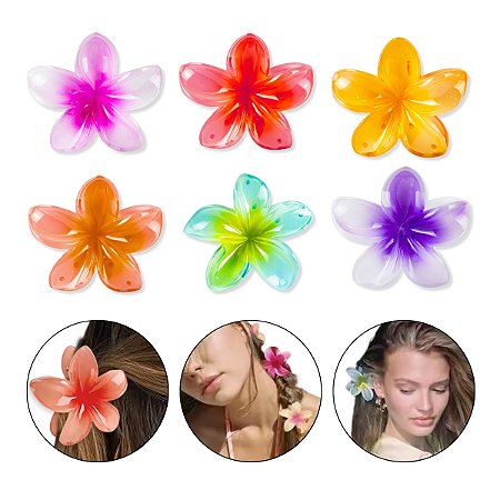 Kit 6 Presilha Pequena Flor do Havaí Cabelos Prendedor Praia