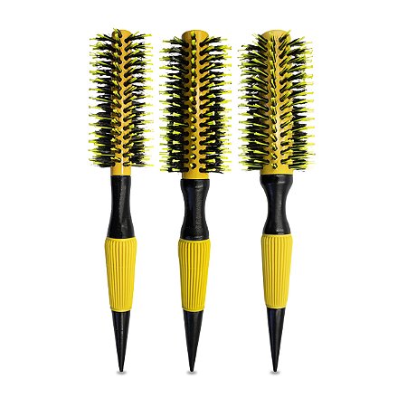 Kit 3 Escova de Cabelo Térmica Cerdas Duplas 16mm 20mm 25mm