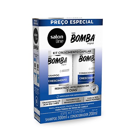 Kit Shampoo 300ml + Condicionador 200ml SOS Bomba Salon Line