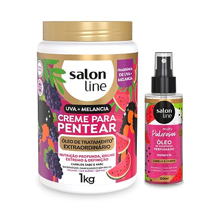 Kit Creme Pentear + Óleo Perfumado Melancia, Salon Line