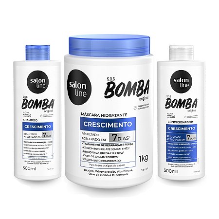 Kit SOS Bomba Crescimento Shampoo + Condicionador + Máscara