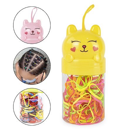 Pote Bichinho 150 Mini Elásticos Colorido Penteado Infantil