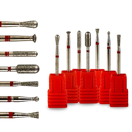 Kit 7 Brocas de #1 a #7 Diamantada Manicure Lixadeira Unhas
