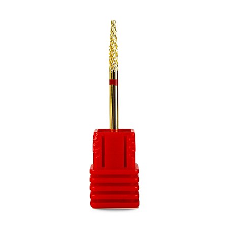 Broca Tungstênio Dourada F-Gold Small Cone Unha Gel Fibra