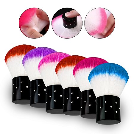 Kit 6 Mini Pincel Espanador Manicure Unha Nail Art Strass